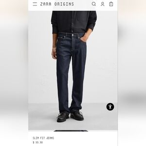 Zara men Slim fit jeans,  100 % Cotton Dark Blue Jeans Size 31